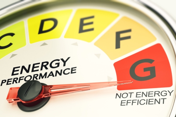 heating system energy efficiency meter showing poor efficiency level due to home fuel tank sludge